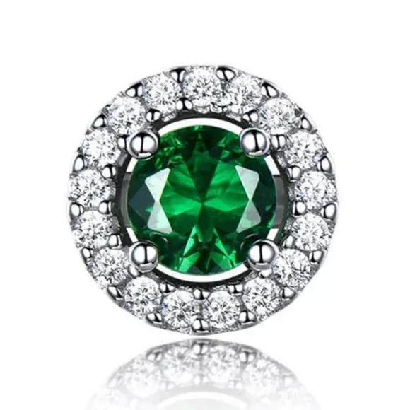 925 silver wedding green diamond earrings - Picture 4 of 4